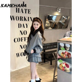 Dodobye Spring Sweet Collar Thousand Bird Grid Cotton Jacket Harajuku Style Cake Fluffy Half Skirt Outer Top Y2k Two Piece Sets