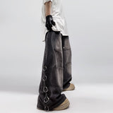 Dodobye 90s Streetwear American Style Oversized Pocket Retro Baggy Jeans Men Y2k Hip Hop Punk Wide Leg Straight Overalls Black Denim Pants Streetwear