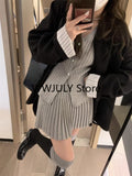 Dodobye 2025 Autumn Grey Knitted Suit for Women Korean Slim Short Cardigan Top High Waist Fashion Skirt Suit Outfit 2 Piece Set Chic