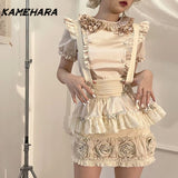 Dodobye Spring Autumn Sweet Gentle Wind Bow COS Little Maid Sets Chic Lolita College Style Folded Y2k Dress Кастюмы Для Женщин