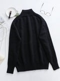 christmas outfit Dodobye Stylish Long Sleeves Loose Solid Color High-Neck Sweater Tops