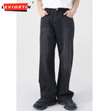 Dodobye Men'S Jeans New Korean Version Personalized Straight Leg Wide Leg Pants 2025 Season New Fashionable Retro Men'S Pants Black Gray