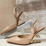 Dodobye Summer Strange Heels Ladies Shoes Solid Color Design Women's Shoes with Rear Trip Straps Pointed Toe Fashion Zapatos Para Mujere