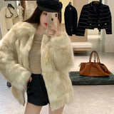 thanksgiving outfit Dodobye 2024 Winter New Fox Fur Jacket Women's Cropped High-End Youth Style Faux Fur Age-Reduction Explosion Top Real Leather Coat