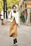 thanksgiving outfit Dodobye Fashionable High-End Tweed Style Women's Sweater Skirt Leather Jacket Suit New Arrival Autumn 2024 Elegant and Stylish