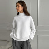 Dodobye Oversize Solid Women Knitwear Turtleneck Patchwork Pleated Female Sweater 2025 Autumn Winter Full Sleeve Casual Lady Pullover