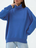 christmas outfit Dodobye High-Low Long Sleeves Solid Color Split-Joint High Neck Sweater Tops