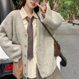 Black Friday Dodobye Striped Knit Sweater Women Loose Fashion High Street Long-Sleeved Fall Winter Button Cardigan Harajuku Jk Lazy School Jumpers