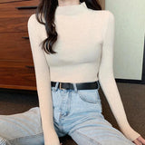 Black Friday Dodobye Knitted Solid Slim Turtleneck Women Casual Simple Elastic Thin Pullover Sweaters Lady Korean Autumn Chic Daily Basic Knitwear