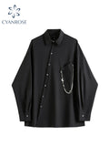 Dodobye Women Black Gothic Style Shirt Spring Autumn Long Sleeve Loose Fashion Casual Streetwear Vintage Harajuku Chic Blouse Punk Tops