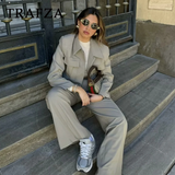 thanksgiving outfit Dodobye 2024 Spring Summer Casual Women Solid Suits Fashion Streetwear Pockets Turn-down Collar Short Jackets+Chic Wide leg pants