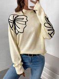 christmas outfit Dodobye Long Sleeves Loose Flower Shape Split-Joint High Neck Sweater Tops