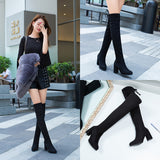 Dodobye New Autumn Pointed Toe Over-the-knee Boots Women's Shoes Winter High-heeled Small High-heeled Elastic Fleece Tight-fitting Boots