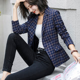 Dodobye 2025 New Plaid Jacket Vintage Plaid with Pocket Office Lady Casual Style Blazer Women Wear Single Button Suits Coat P342