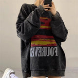 christmas outfit Dodobye American street style fun letter printed pullover round neck sweatshirt velvet and thickened Harajuku style simple long-sleeved