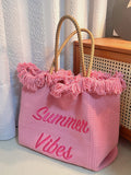 Dodobye Summer Vibes Letter Print Tote Bag