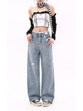 Dodobye Women's Y2k Baggy Bow Jeans Harajuku Oversize Denim Trousers Streetwear Vintage Japanese 2000s Style Jean Pants Trashy Clothes