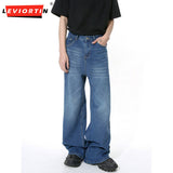 Dodobye Men'S Straight Jeans American Style Gradient Color Button Pockets Male Wide Leg Denim Pants Casual Spring New Chic