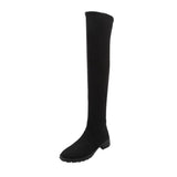 thanksgiving outfit Dodobye 2024 Autumn Over Knee High Boots Fur Fashion Shoes 4cm High Heels Soft Flock Stretch Botas Big 43