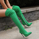 thanksgiving outfit Dodobye Design Thigh Boots Pointed Toe Stilettos Sexy Stretch Female Booties Size 45 46 47 48 Fashion Party Shoes