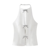 thanksgiving outfit Dodobye 2024 Spring Summer BOW Tie Sexy Cami Tops Women Fashion Nightclub Chic Solid Halter Sleeveless Tops Girl Y2K Slim Blouses