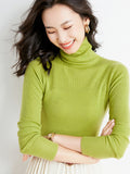 christmas outfit Dodobye Simple Skinny Long Sleeves Solid Color High-Neck Sweater Tops Pullovers