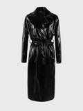 christmas outfit Dodobye Spring Long Soft Thin Flowy Shiny Reflective PVC Trench Coat for Women Sashes Y2K Streetwear Runway European Fashion