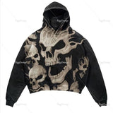 Dodobye Harajuku American Goth Hoodies Women Y2K New Goth Skull Printing Streetwear Hip Hop Couples Sweatshirt Clothes - High Quality 1226