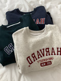 christmas outfit Dodobye Embroidered Letter Round Neck Oversized Sweatshirt