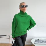 Dodobye Oversize Solid Women Knitwear Turtleneck Patchwork Pleated Female Sweater 2025 Autumn Winter Full Sleeve Casual Lady Pullover