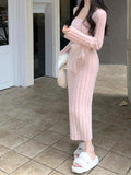 Dodobye 2025 Winter Pink Kawaii Y2k Mini Dress Faux Fur Slim Sexy Bodycon Knitted Dress Woman Elegant One Piece Dress Korean Fashion