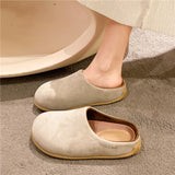 Dodobye Cover Toe Female Shoes Loafers Slippers Flat Med Slides 2024 Soft Casual Rome PU Concise Basic Rubber Fabric Leisure Med Flat Sh