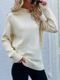 christmas outfit Dodobye Stylish Long Sleeves Loose Solid Color High-Neck Sweater Tops