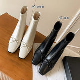 Dodobye 2025  Hot Sale Winter Mid-Calf Women's Boots Solid Color Pointed Toe Zipper Pleated High Heels Fashion