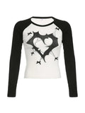 Dodobye-Print Bow Decor Raglan Long Sleeve Knit