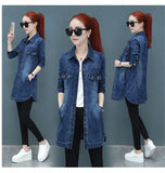 Dodobye 2025 New Autumn Winter Korean Denim Jacket Women Slim Long Base Coat Women's Frayed Navy Blue Casual Female Jeans Jackets Coats