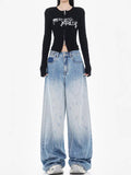 Dodobye Women Blue Y2k Jeans Harajuku Japanese 2000s Style Baggy Denim Trousers Vintage Aesthetic Ripped Jean Pants Trashy Clothes 2025