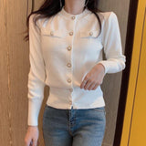 Dodobye Fashion Women Cardigan Sweater Spring Knitted Long Sleeve Short Coat Casual Single Breasted Korean Slim Chic Ladies Top