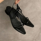 Dodobye Crossover Belt Ladies' Shoes Black Sandals Pointed Toes Zapatos De Mujer Flat Heels Female Ankle Strap Women Buckle Sandalias