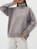 christmas outfit Dodobye Long Sleeves Loose Solid Color High Neck Knitwear Pullovers Sweater Tops