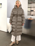 christmas outfit Dodobye 2024 Chic Solid Drawstring Hooded Quilted Cotton Coat Women Fashion Zipper Long Sleeve Thick Warm Jacket Winter New Lady Outwear