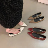 Dodobye New Footwear Fashion Designer Rivet Ladies Flats With Shoes Pointed Toe Shallow Women Flats Boat Shoes Female Slides