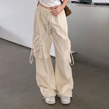 Dodobye Hip Hop Y2K Cargo Pants Women Streetwear Harajuku Big Pockets Casual Trousers Korean Loose High Waist Design Solid Pants Z