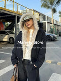 Dodobye Winter American Retro Fur Collar Hooded Jacket Women Y2K Streetwear Velvet Thickened Warm Harajuku Loose Casual Jacket 2025 New