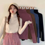 Black Friday Dodobye Fall Half Turtleneck Warm Women Sweater Fashion Long Sleeve Basic Knitted Jumper Female High Elastic Simple Solid Color Pullover