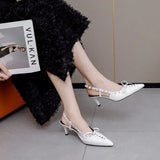 Dodobye 2024 Summer New Band Women Sandal Fashion Pointed Toe Cross Strpa Gladiator Shoes Thin High Heel Dress Pumps Shoes