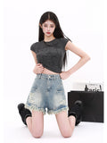 Dodobye Vintage Sexy Hot Girl Slim Denim Shorts Women Y2k Causal High-waist American Style Pants Korean Fashion 2025 Summer Chic New