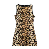 thanksgiving outfit Dodobye 2024 Spring Summer Women LEOPARD Sexy Dresses Fashion Nightclub O Neck Slim Sleeveless Print Elegant Ladies Mini Dresses