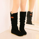 thanksgiving outfit Dodobye Size 46 Suede Padded Knee Boots 4cm Heel Round Toe Women's Booties Autumn Plush Yellow Black