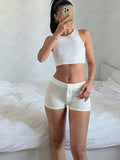 Dodobye Aesthetic Cute Button Shorts Solid Sweet Y2K Retro Fairy tale Chic Slim Mini Pants Harajuku Emo Girls Casual Women's Streetwear